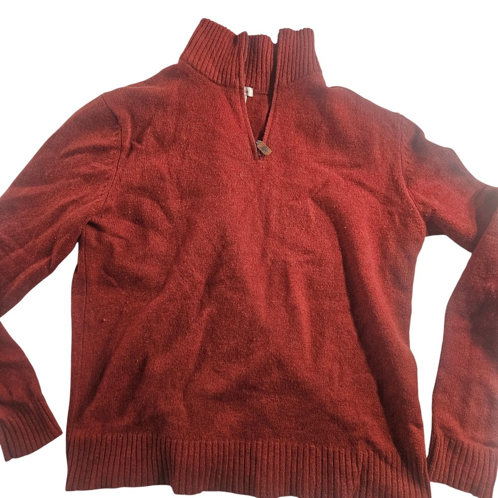 Sundance Sweater Mens Medium Red‎ Lambswool Half Zip Mock Neck Casual Pullover